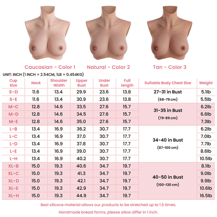 B-H Cup Silicone Breastplate Oil-Free Capillaries Make-up 8G