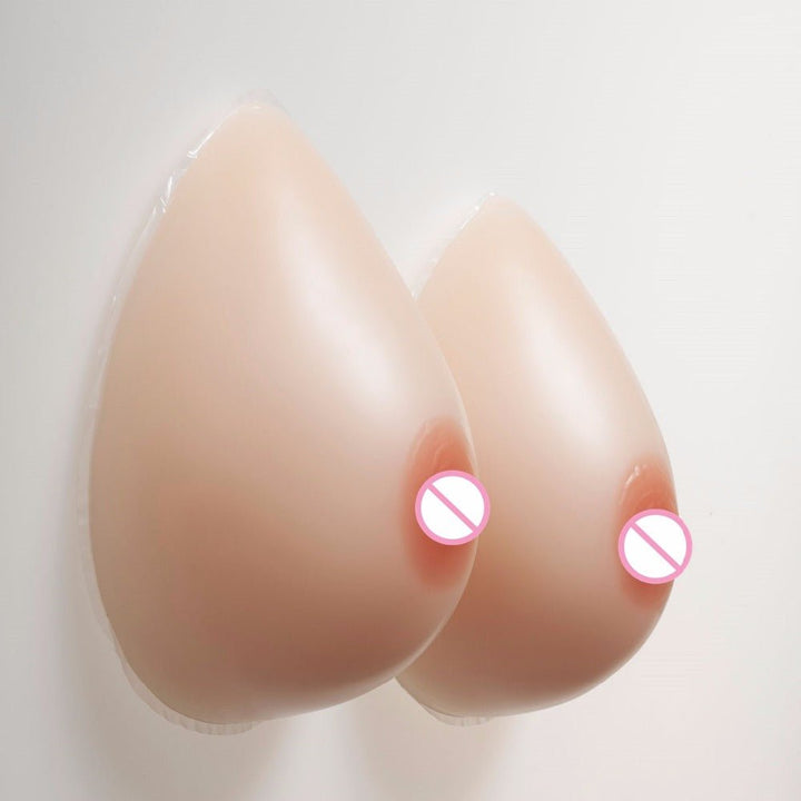 Teardrop Shaped Silicone Breast Forms with Black Pocket Bra