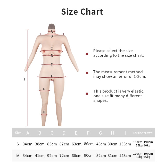 C Cup E Cup Ankle-length Silicone Bodysuit with Sleeve 2G