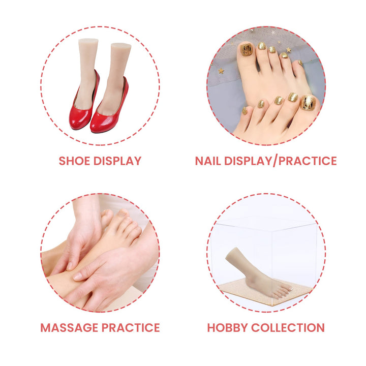 Soft Silicone Lifesize Female Mannequin Leg with Nail Foot Fetishism Shoes Jewelry Sock Display