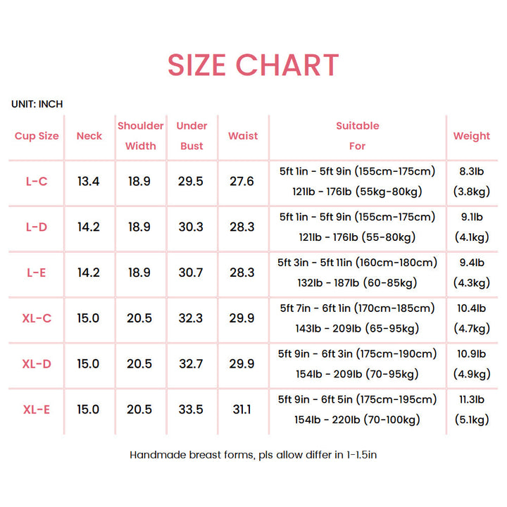 C-E Cup Waffle Inside Long Breast Forms 8G