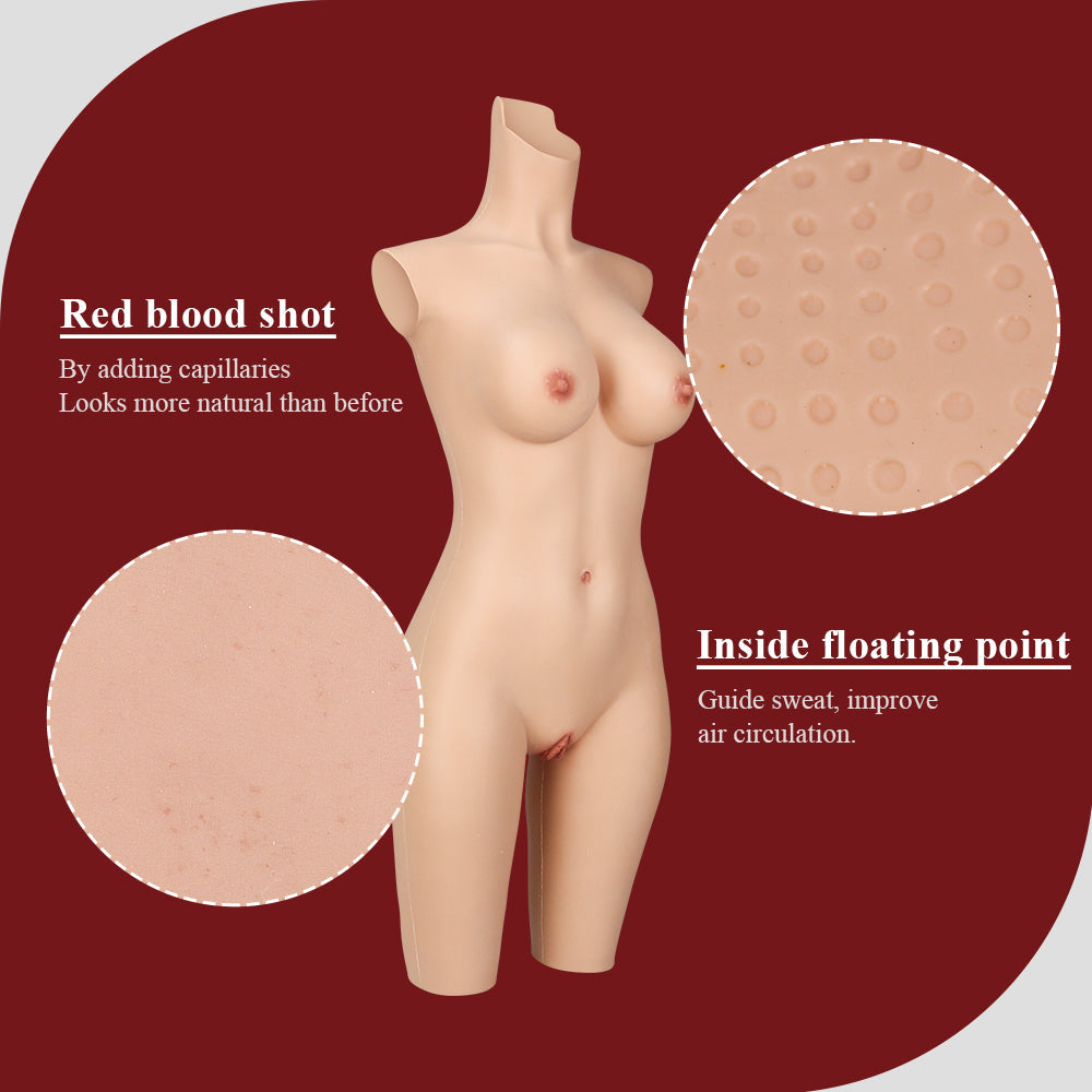 D Cup Silicone Bodysuit Half-length 8G