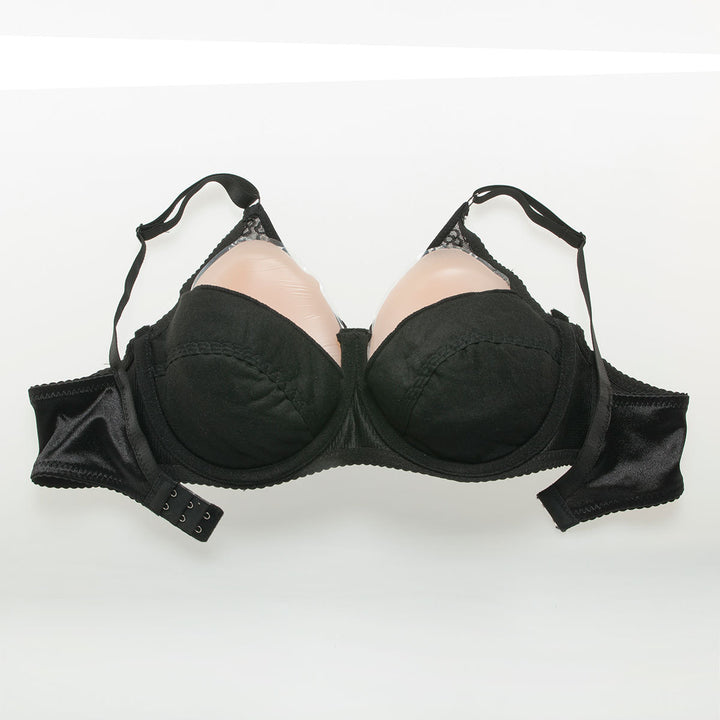 Teardrop Shaped Silicone Breast Forms with Black Pocket Bra