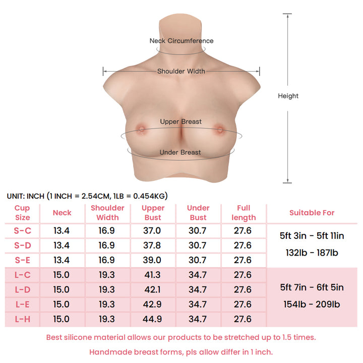 B-H CUP Realistic Silicone Breast Forms 7G