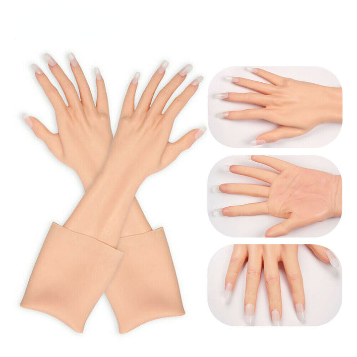 Skin Texture Silicone Gloves With Nail