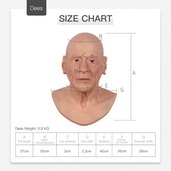 Dees Silicone Old Man Head Mask